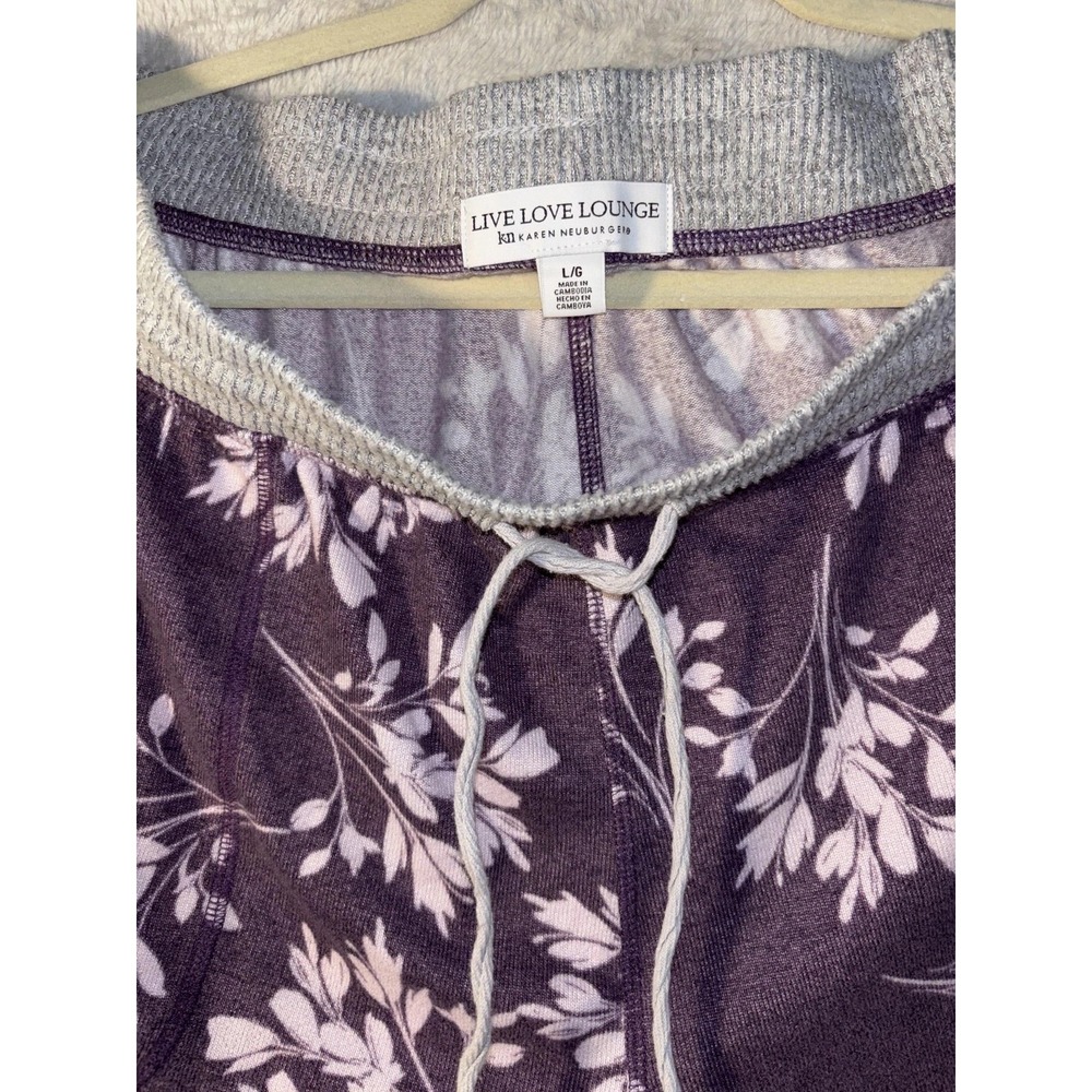 Live Love Lounge Pajama Set Womens Large Purple Floral Tank Top Pants Soft - Picture 5 of 6